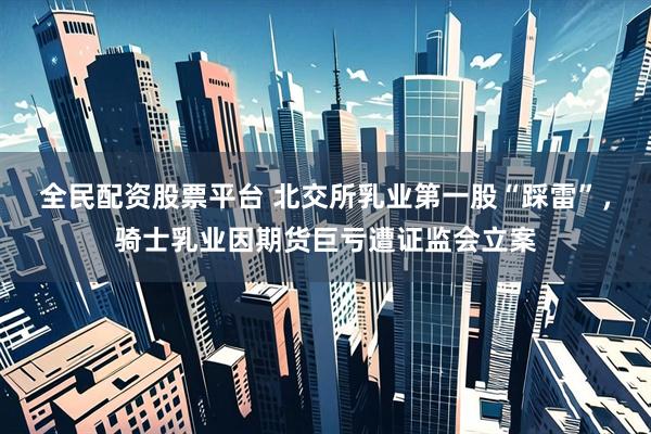 全民配资股票平台 北交所乳业第一股“踩雷”，骑士乳业因期货巨亏遭证监会立案